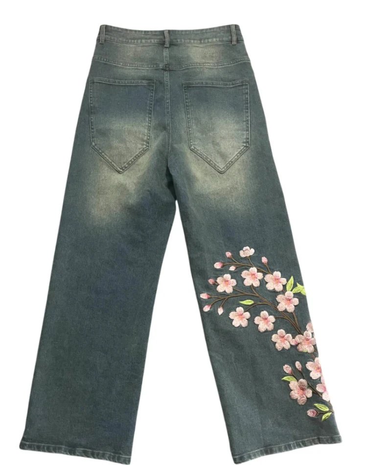 樱花牛仔裤【蓝色】