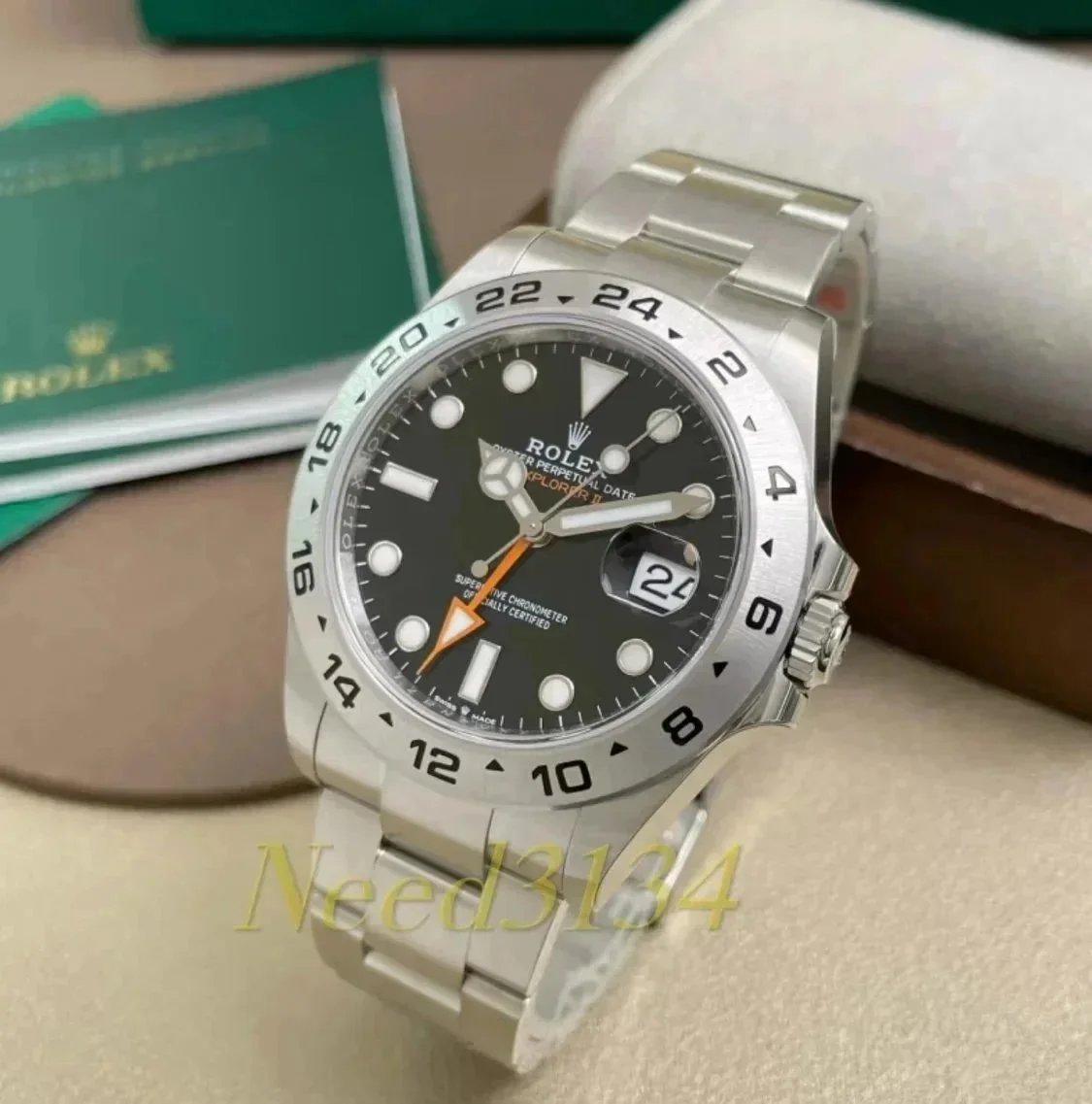 Rolex Explorer II Watch Stainless Steel Black Dial 24 Hour Bezel