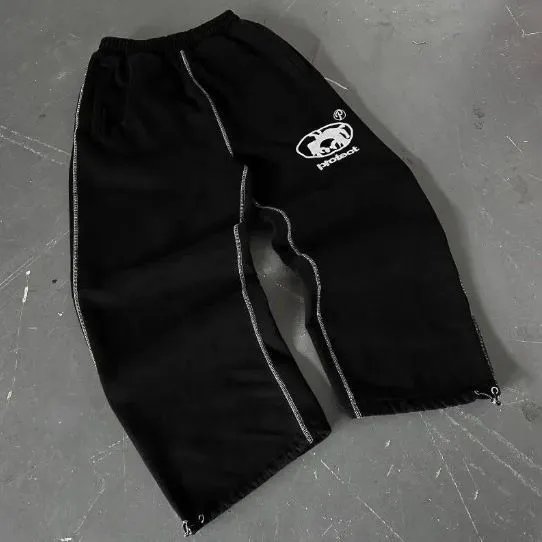 Black PRODUCK Logo Sweatpants with White Stitching