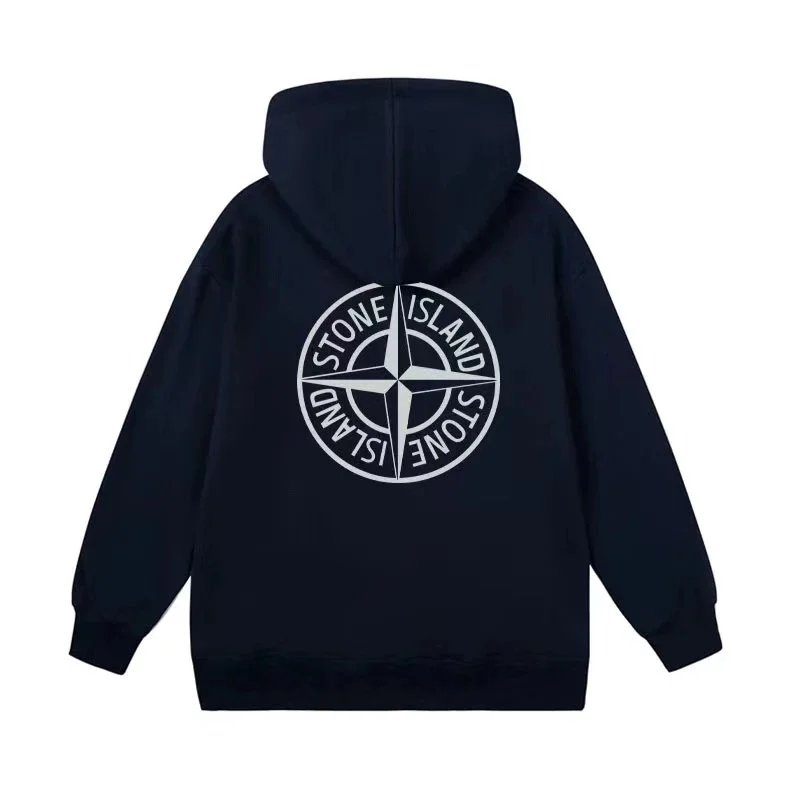 Stone Island Logo Hoodie Black Men's Sweatshirt