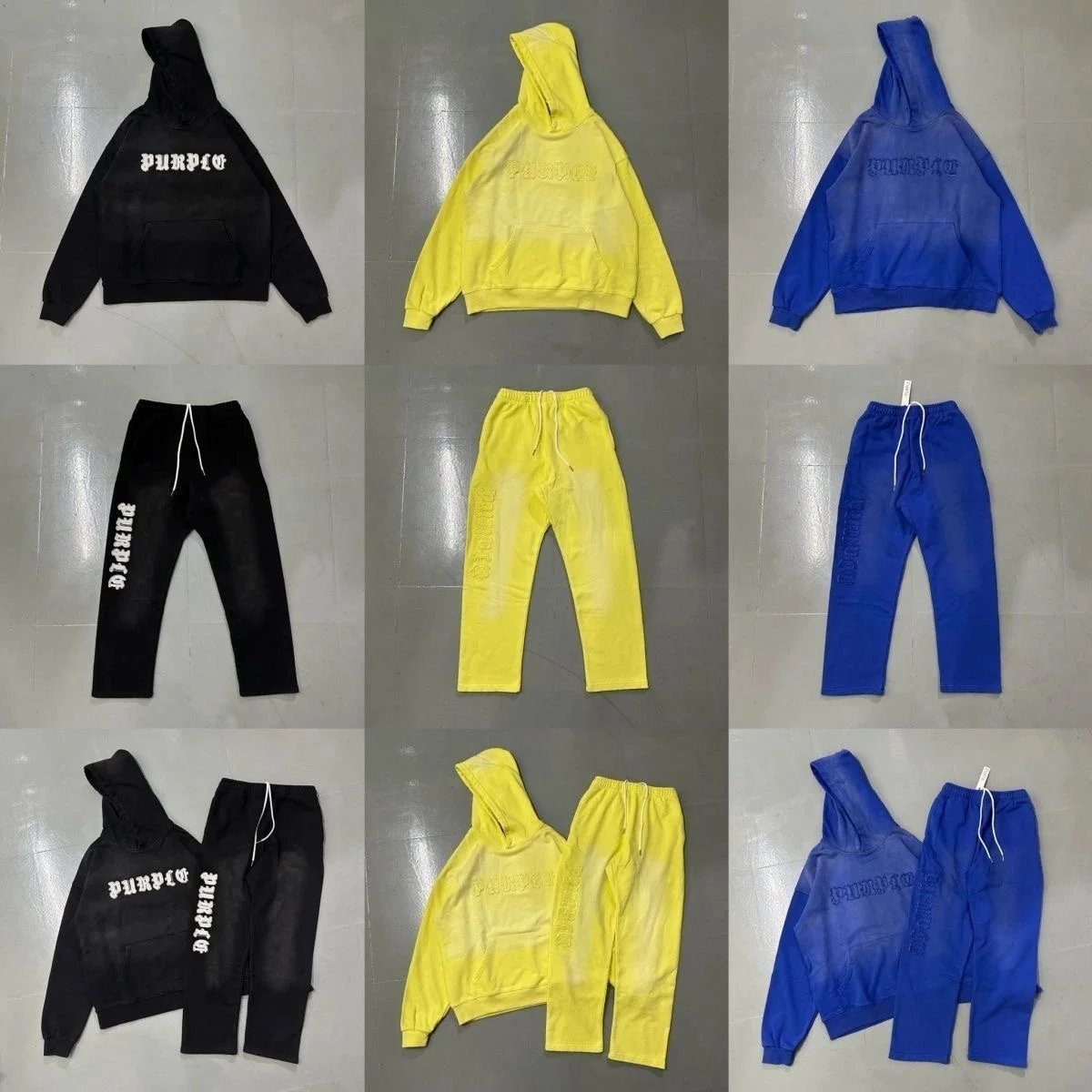 PURPC Hoodie and Sweatpants Set in Black Yellow Blue