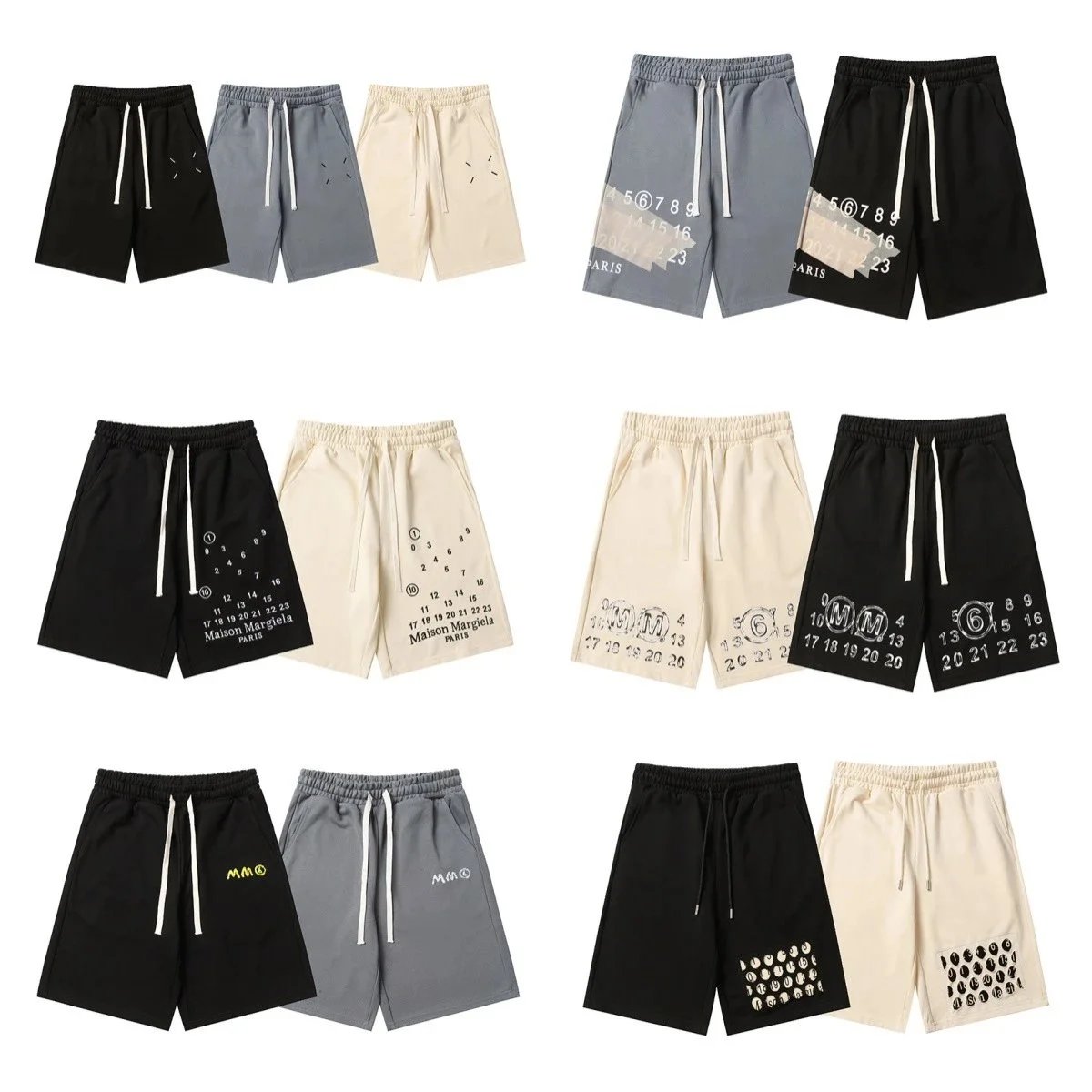 Maison Margiela Logo Print Drawstring Shorts for Men and Women