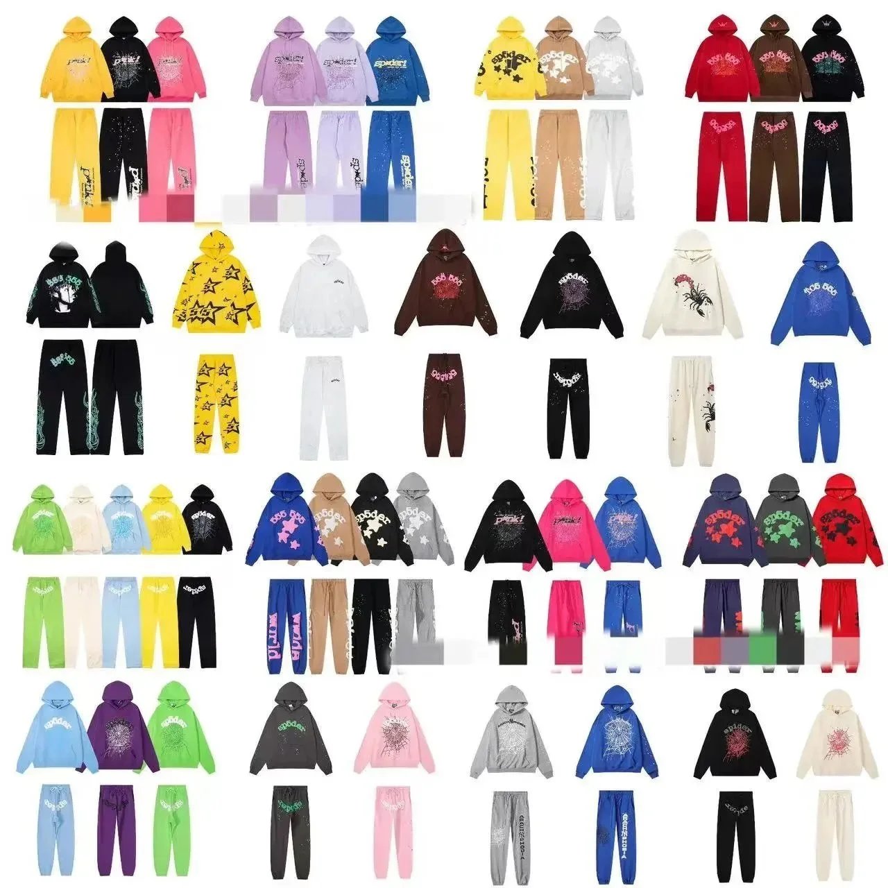 Spider Hoodie and Pants Set for Men Women Fashion Streetwear Tracksuit