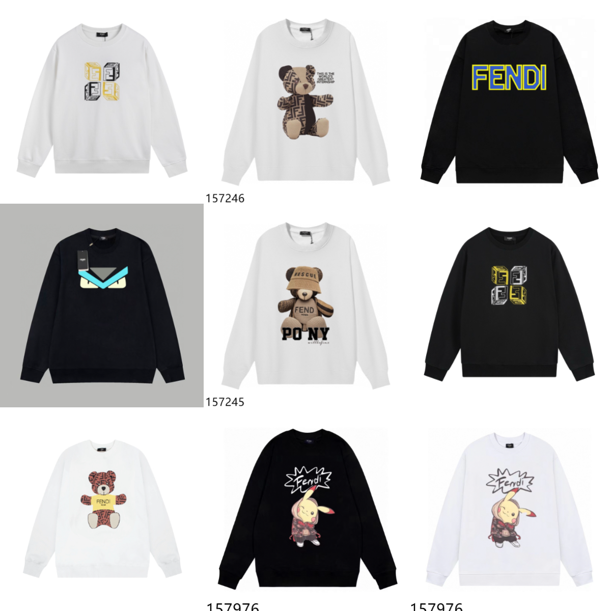 FENDI Bear Logo Sweatshirt Men Women Fashion Casual Hoodie