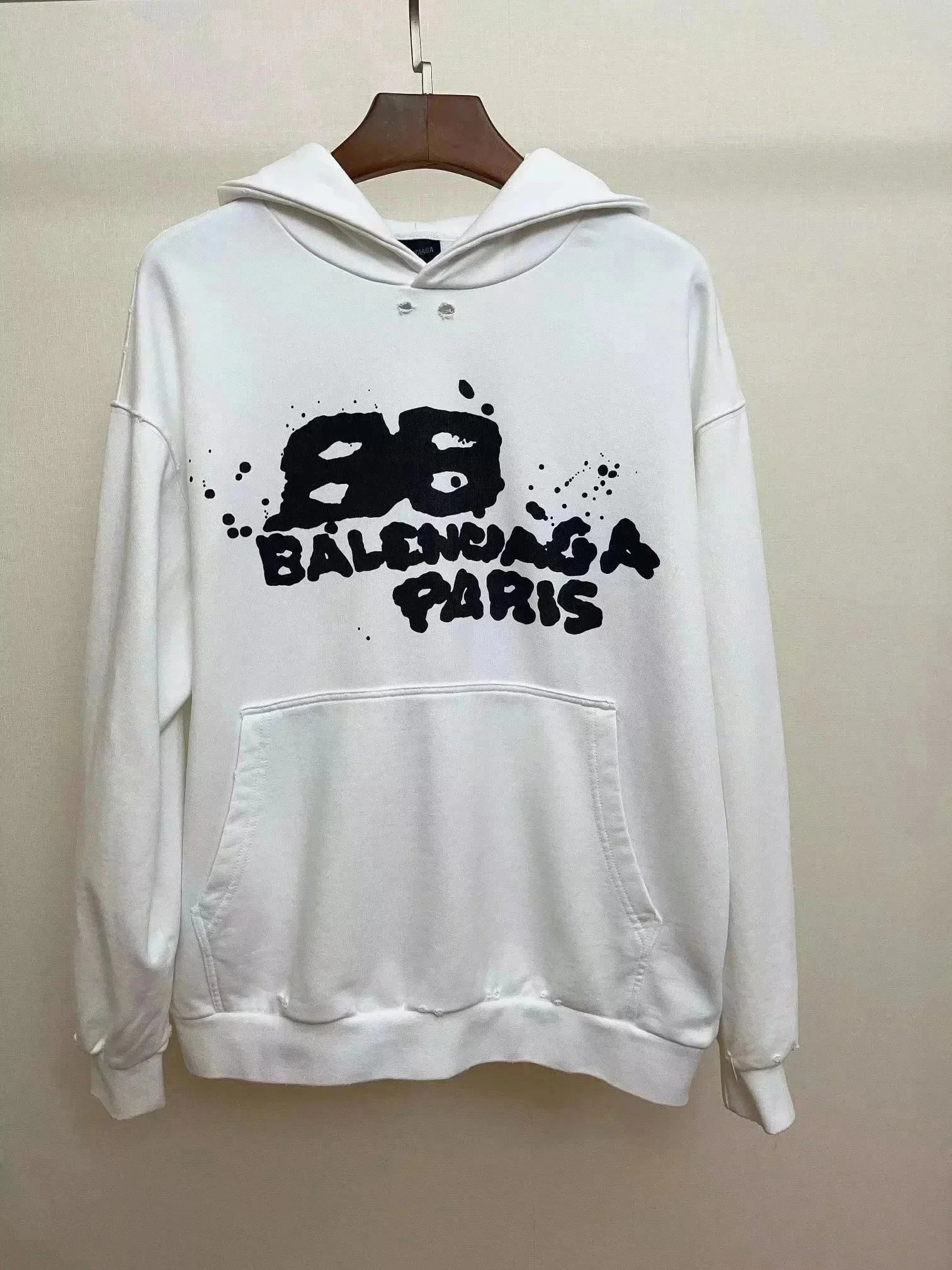 Balenciaga BB Paris Logo Hoodie White Oversized Sweatshirt
