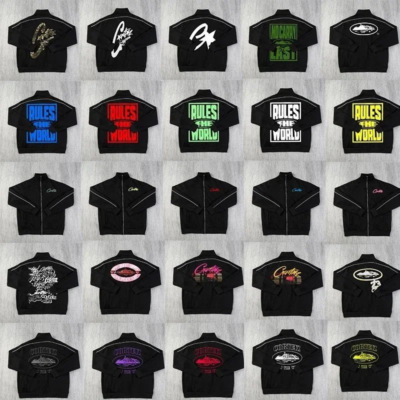 Custom Black Jackets with Rules the World and Corte Logo Designs
