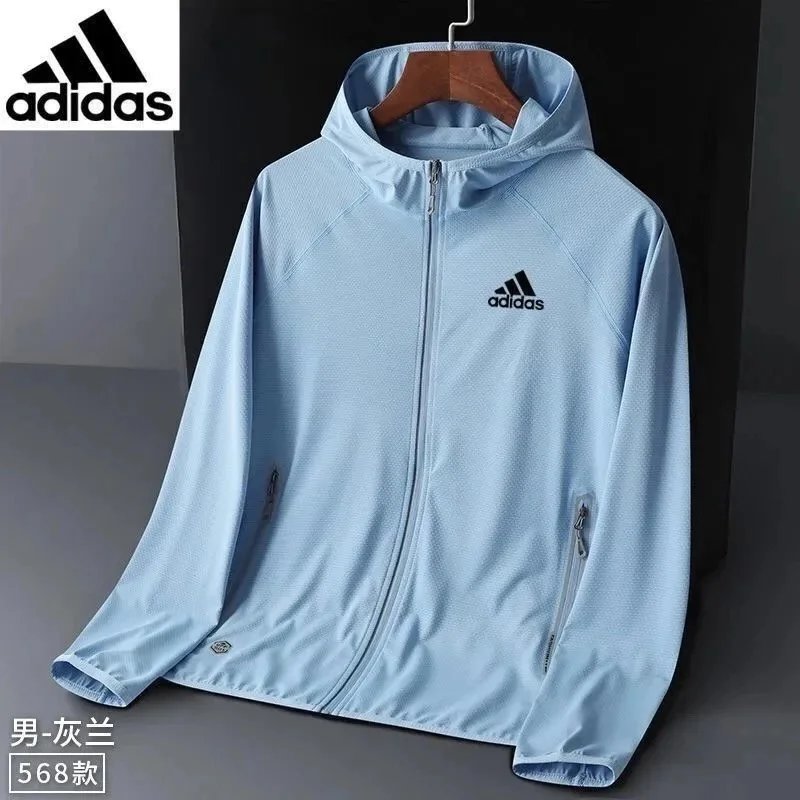 Adidas Men's Light Blue Hooded Jacket 568 Model