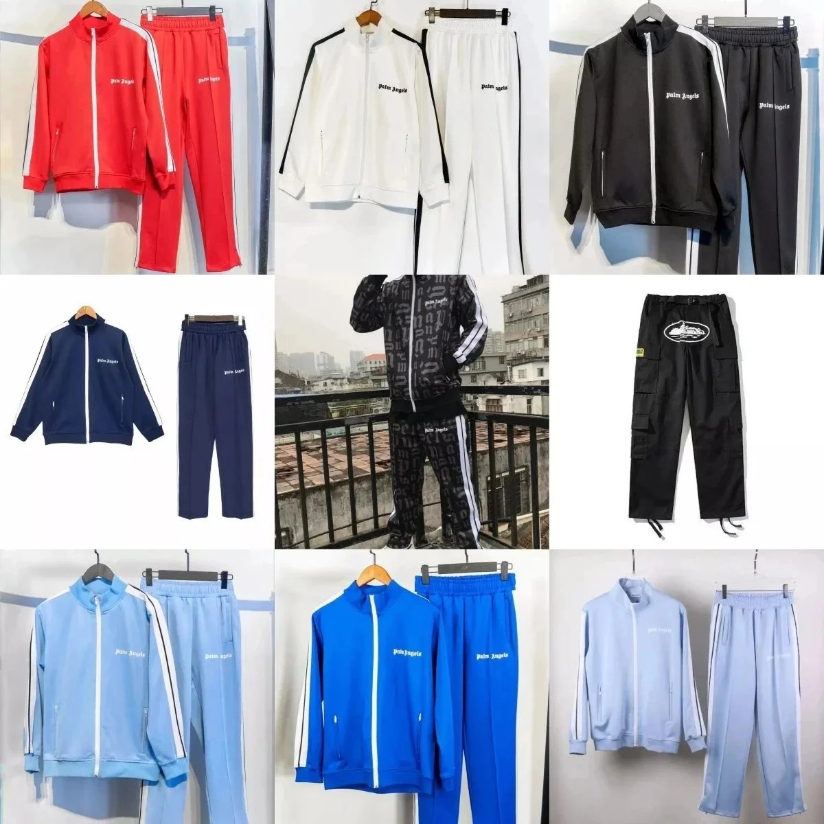 Palm Angels Track Suit Set Men Women Sportswear Jacket Pants Outfit