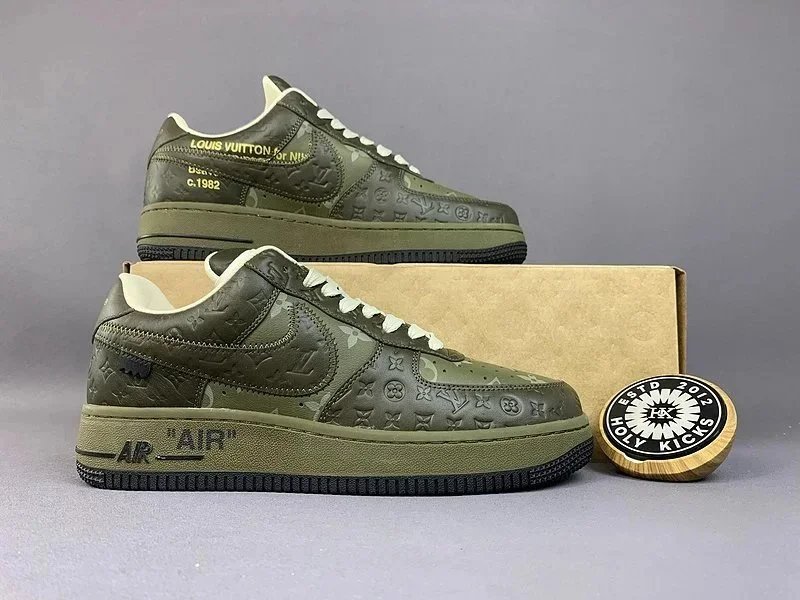 Louis Vuitton x Nike Air Force 1 Low Olive Camo Sneakers