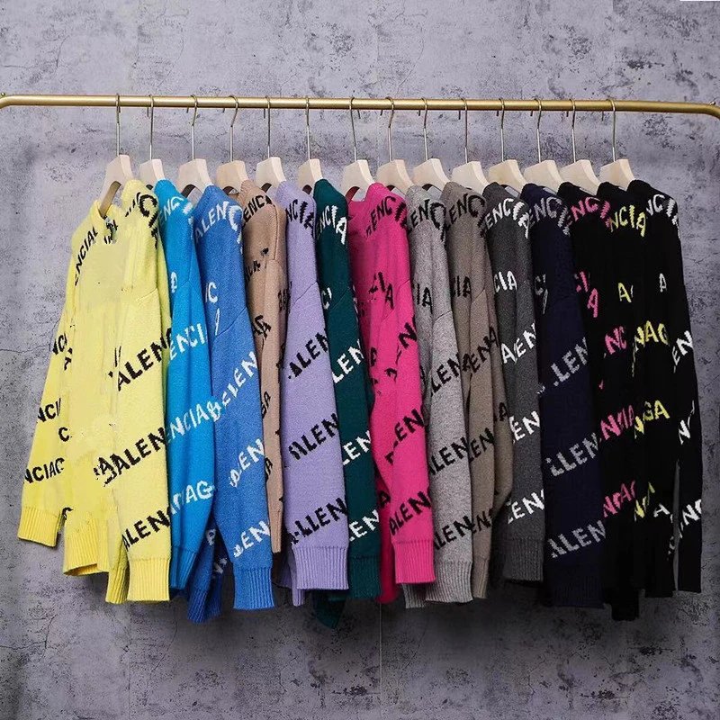 Balenciaga Logo Print Knit Sweaters for Women