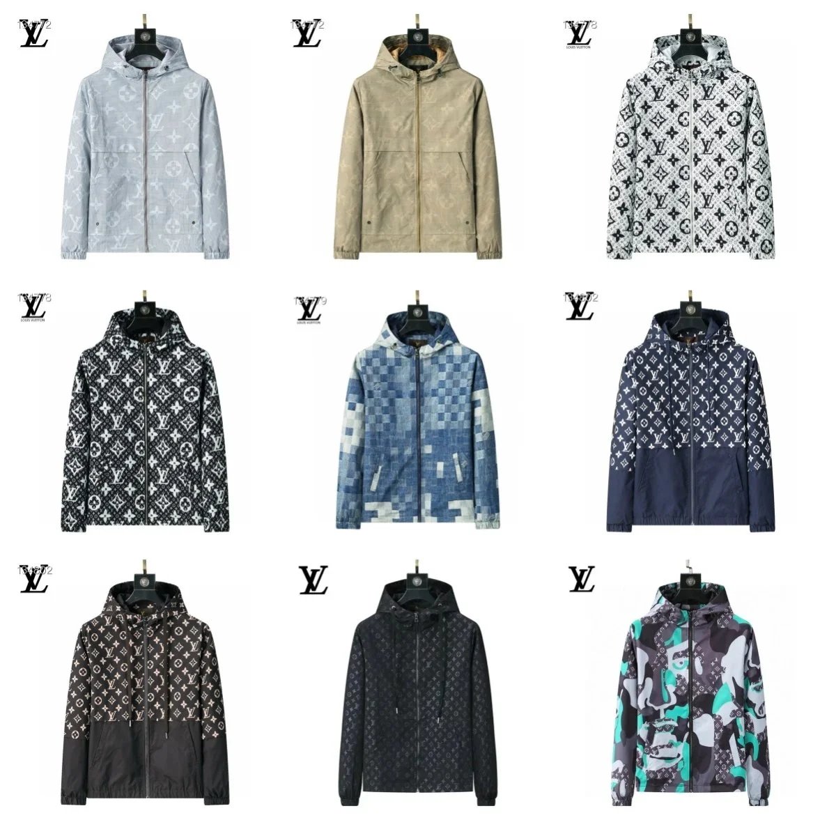 LV Monogram Printed Hooded Jacket Men's Fashion Outerwear