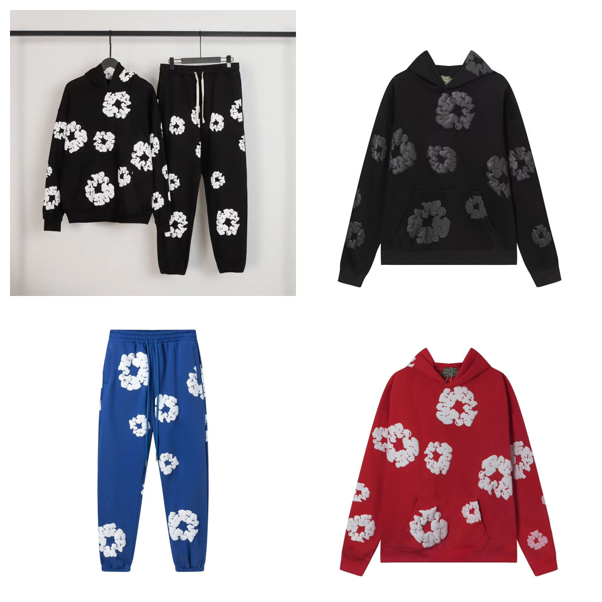 Floral Pattern Hoodie and Jogger Set for Men and Women