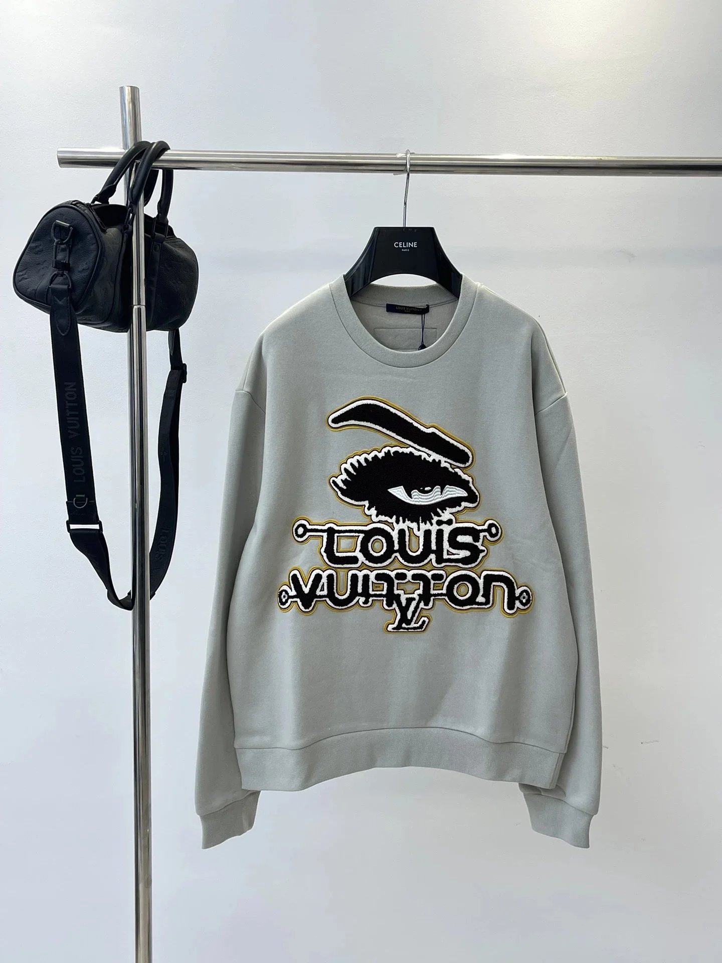 Louis Vuitton Eye Logo Sweatshirt Gray Oversized Design