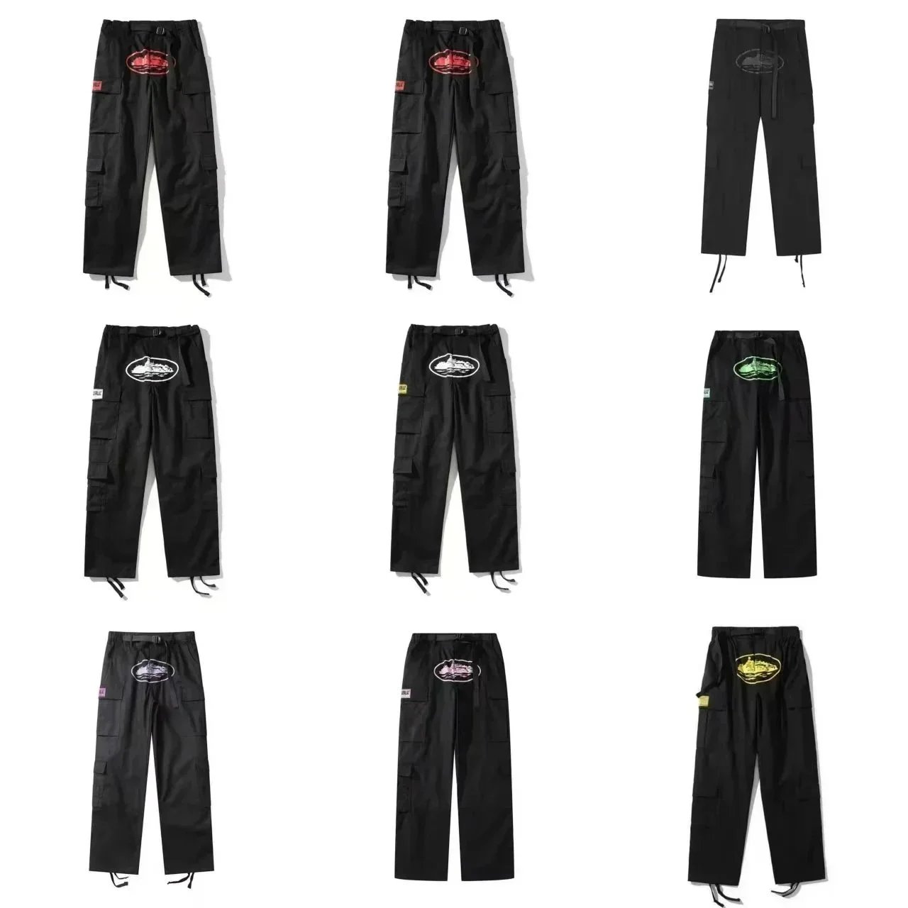 Supreme Cargo Pants Black Various Logo Designs
