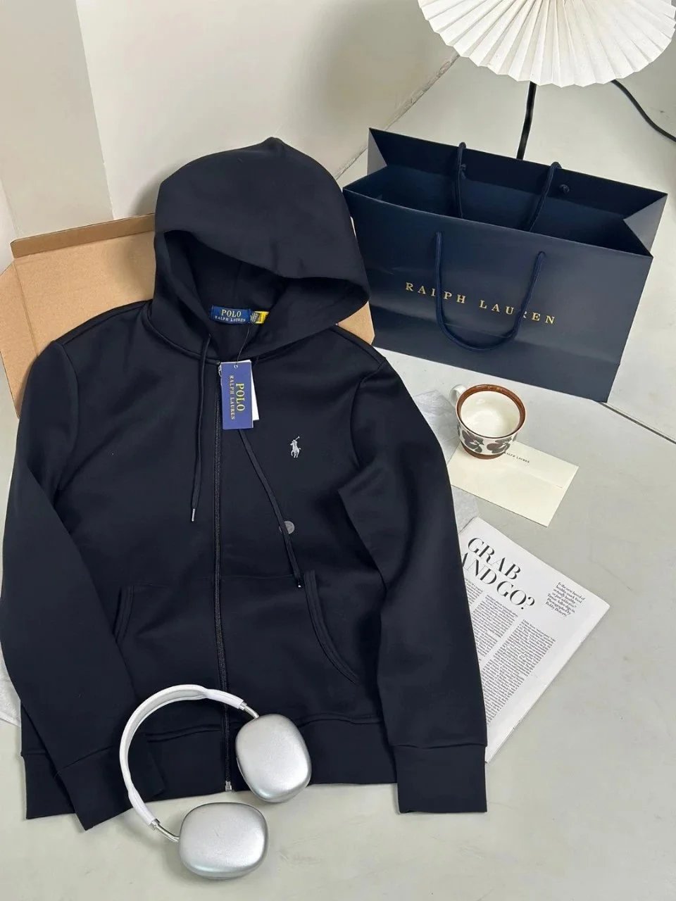 Polo Ralph Lauren Black Zip-Up Hoodie Sweatshirt