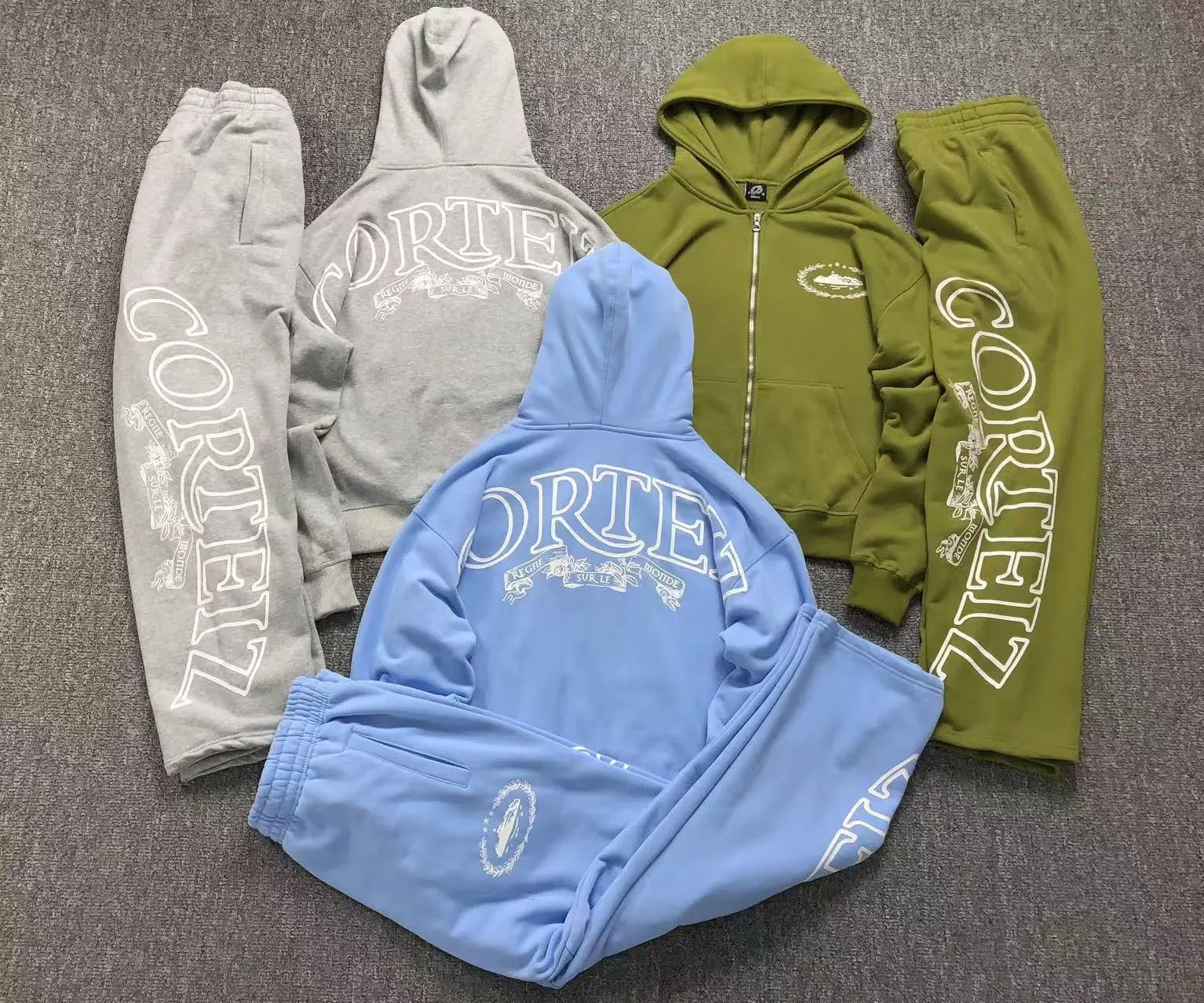 CORTEZ Hoodie and Sweatpants Set - Gray, Green, Blue Tracksuit