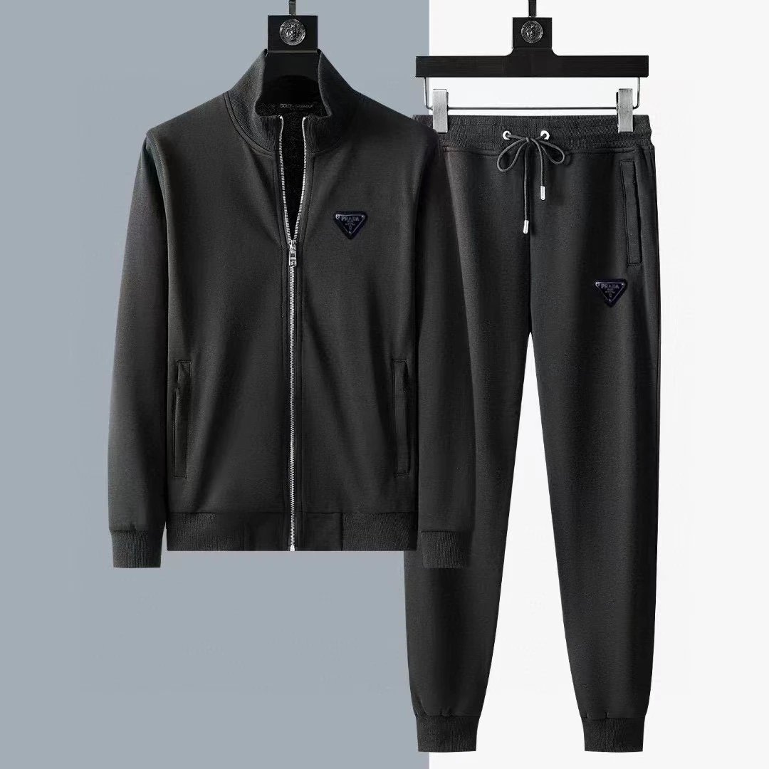 Men's Black PRADA Track Suit Jacket and Pants Set