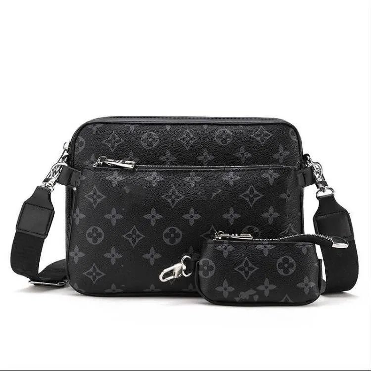 Black Monogram Canvas Crossbody Bag with Pouch