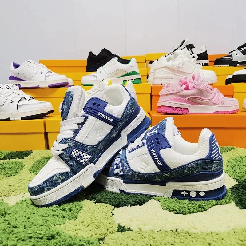 Vuitton Blue White Sneakers Fashion Streetwear Shoes
