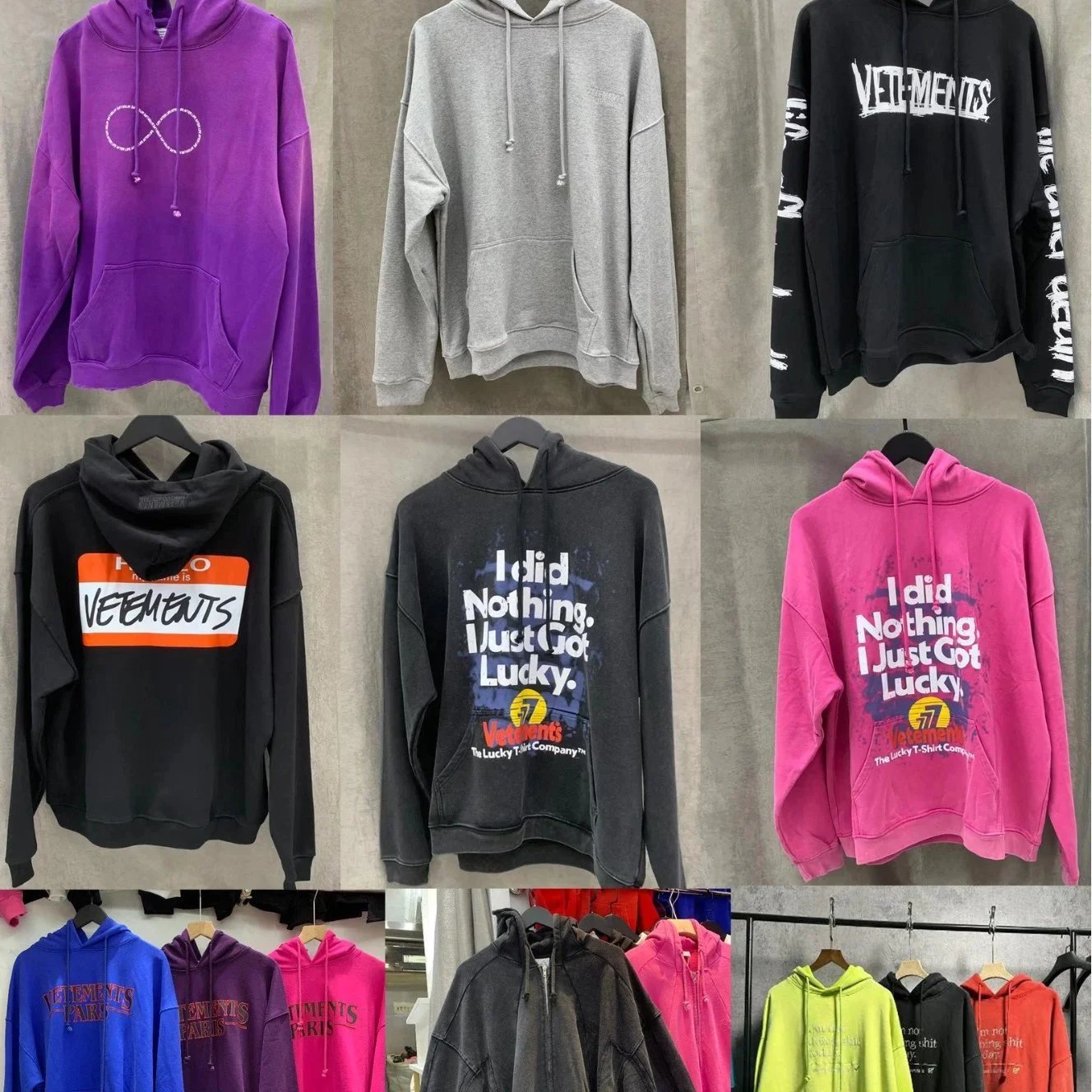 VETEMENTS Hoodie Sweatshirt I Did Nothing Just Got Lucky Graphic Pullover