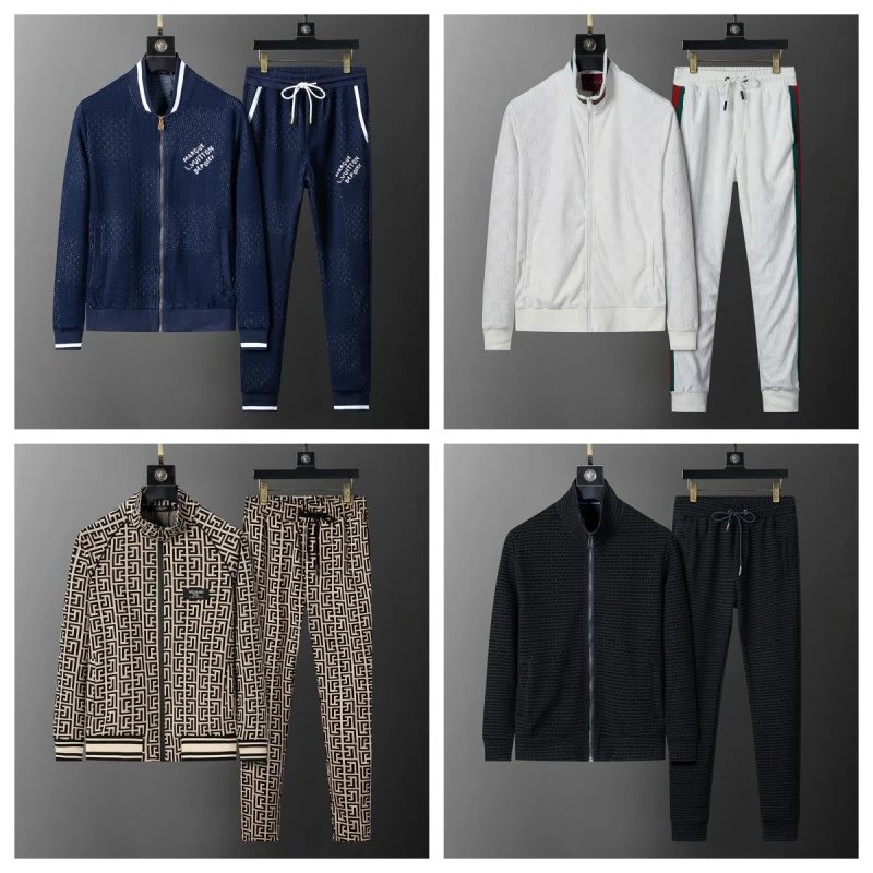 Fendi Men's Tracksuit Set with Logo Pattern and Zip-Up Jacket