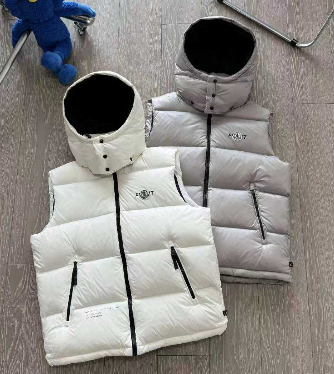 PILOT Brand White and Gray Puffer Vest with Hood for Men Women