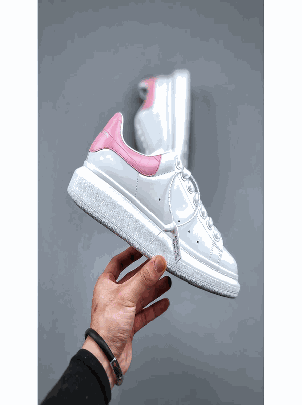 White and Pink Platform Sneakers for Women