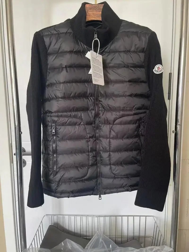 Moncler Black Quilted Vest with Knit Sleeves