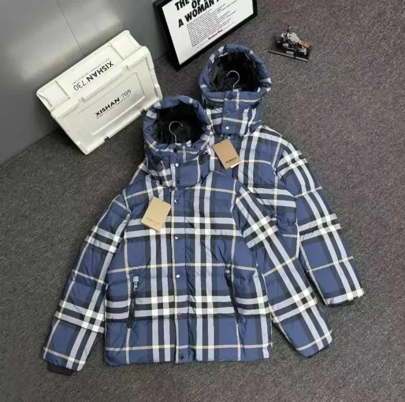 Plaid Down Jacket Winter Warm Coat for Men and Women