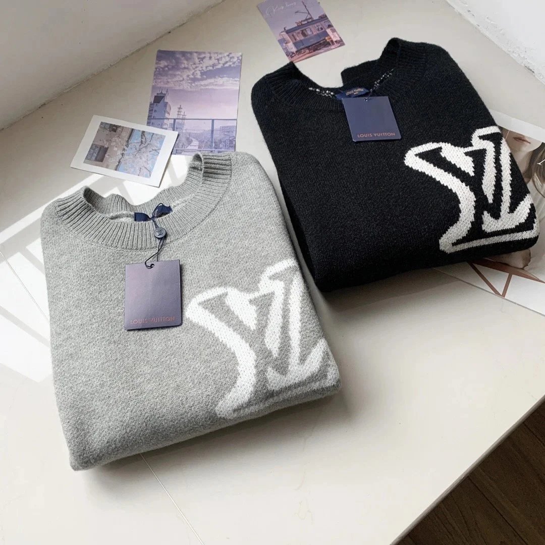 Louis Vuitton Monogram Knit Sweater Men Women Fashion Casual Wear