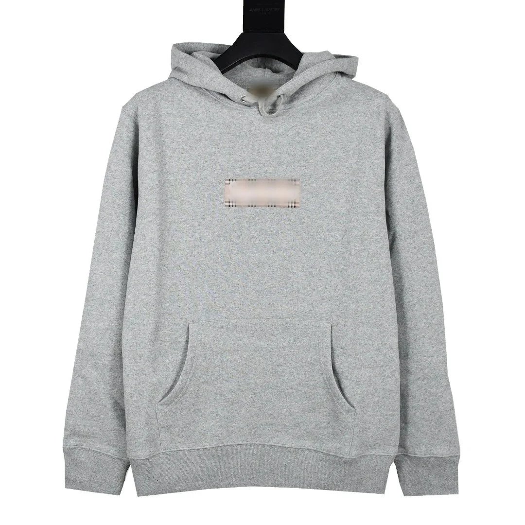 Gray Hoodie with Check Detail Logo