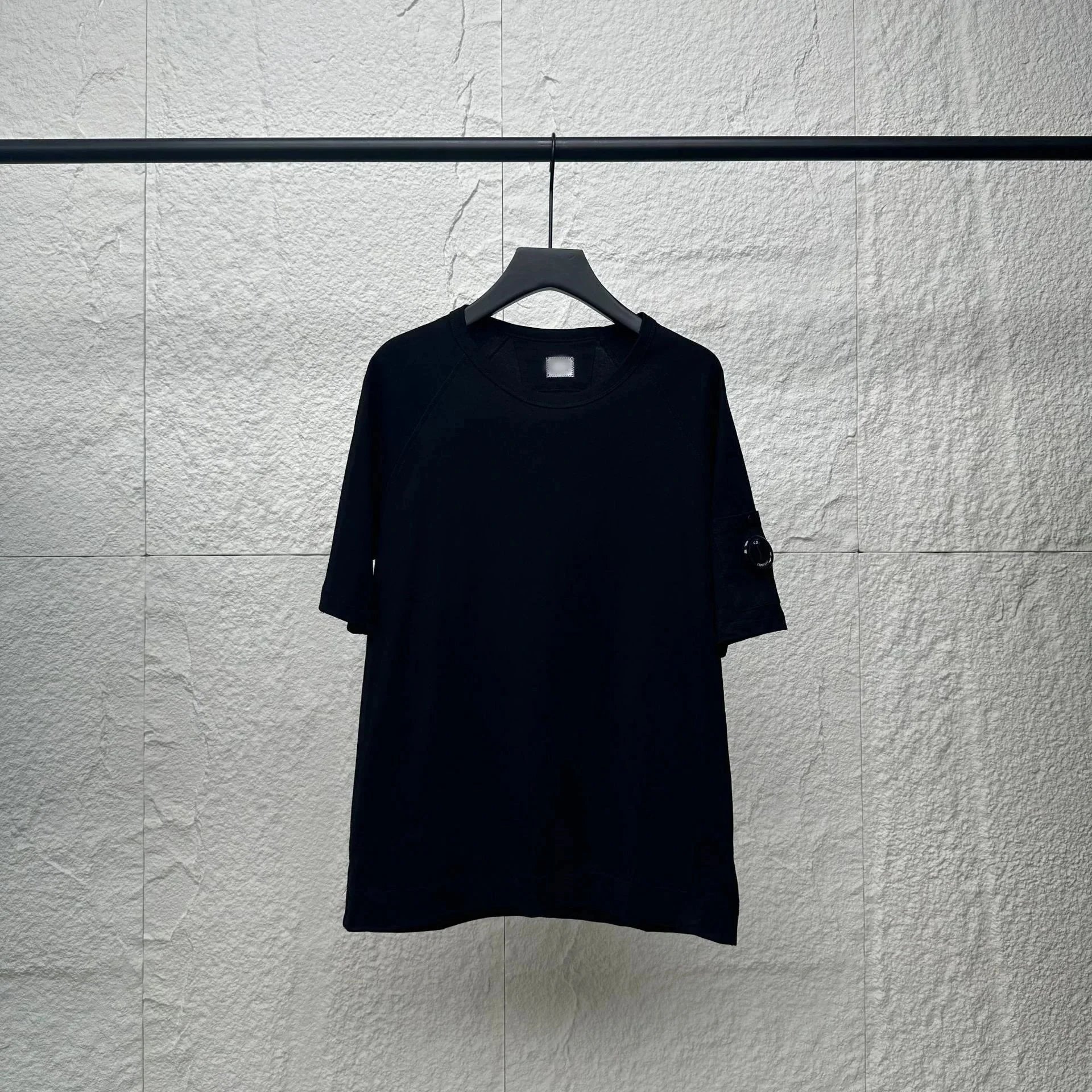 Black Minimalist T-Shirt with Sleeve Detail