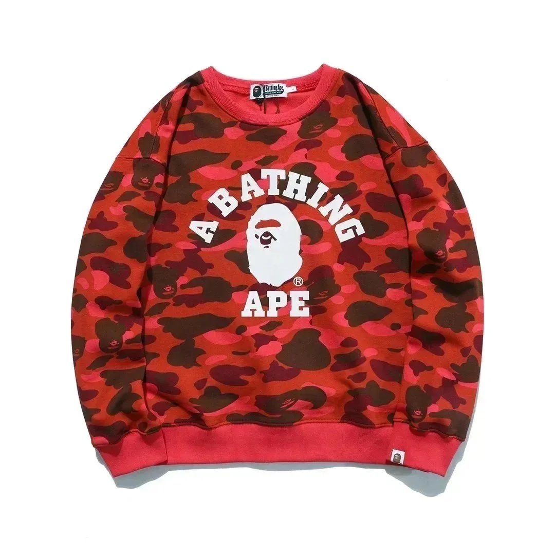 A Bathing Ape Red Camo Logo Sweatshirt