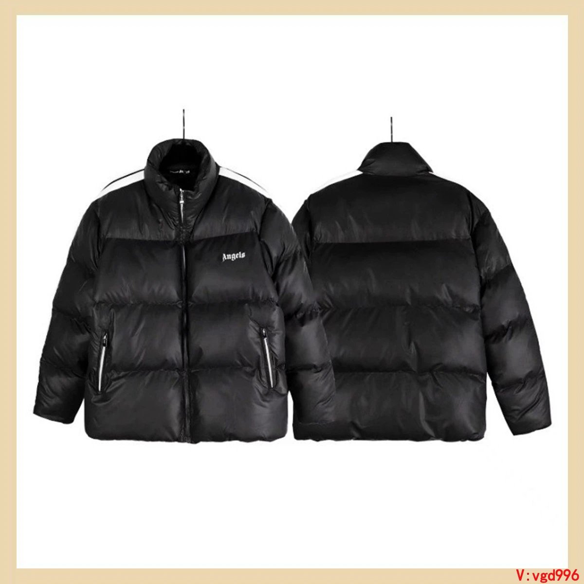 Black Puffer Jacket for Men and Women Winter Warm Coat with Logo