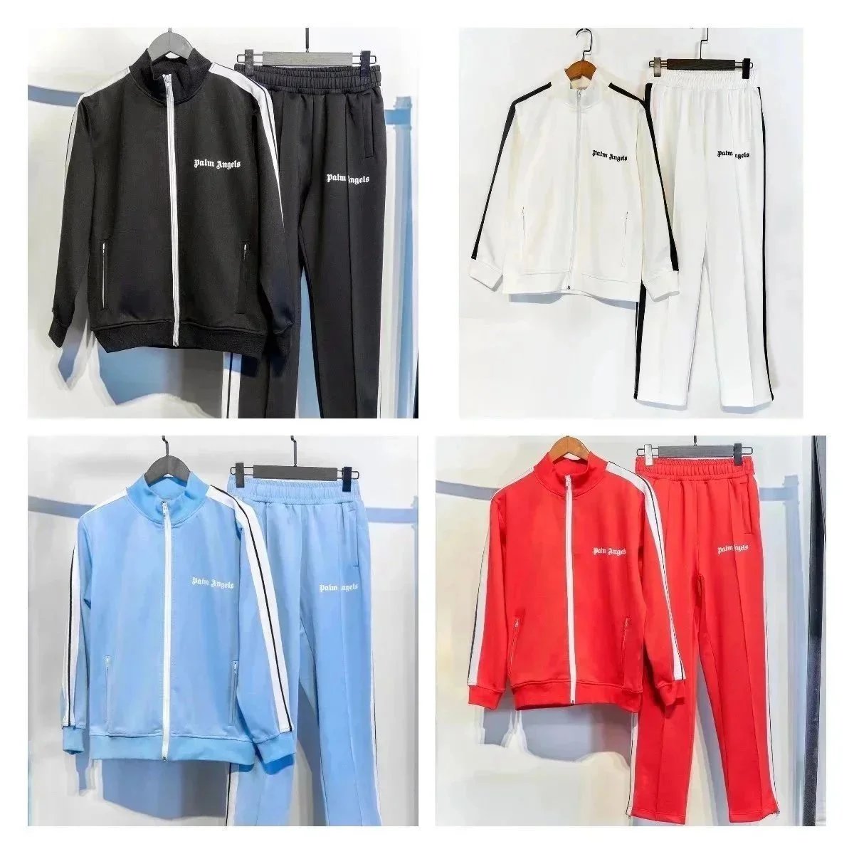 Palm Angels Track Suit Set Men Women Sportswear Jacket Pants Outfit