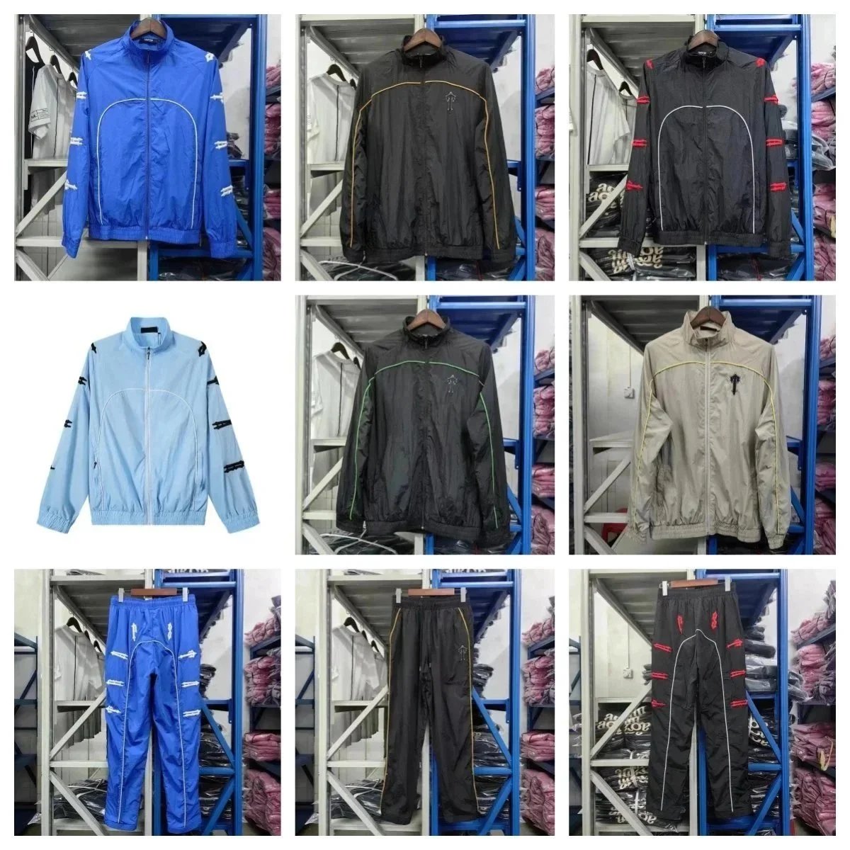 Men's Sporty Track Jacket and Pants Set Lightweight Windbreaker Outfit