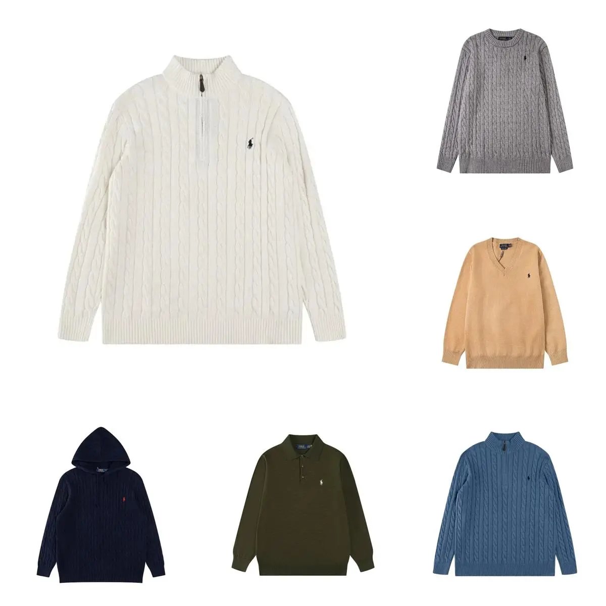 Ralph Lauren Cable Knit Sweaters Half Zip Pullover Men's