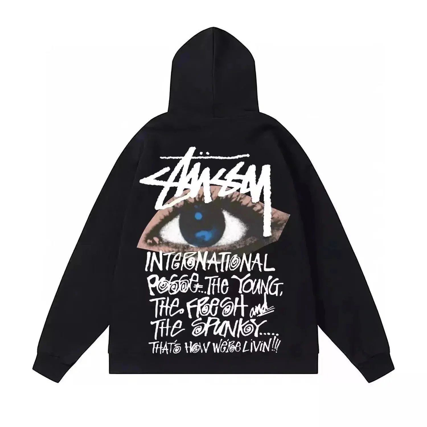 Stussy International Pogogo Eye Print Hoodie Black