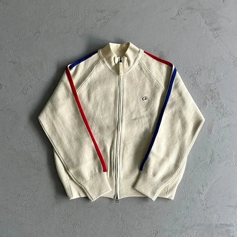 GANT Cream Track Jacket with Red and Blue Stripes
