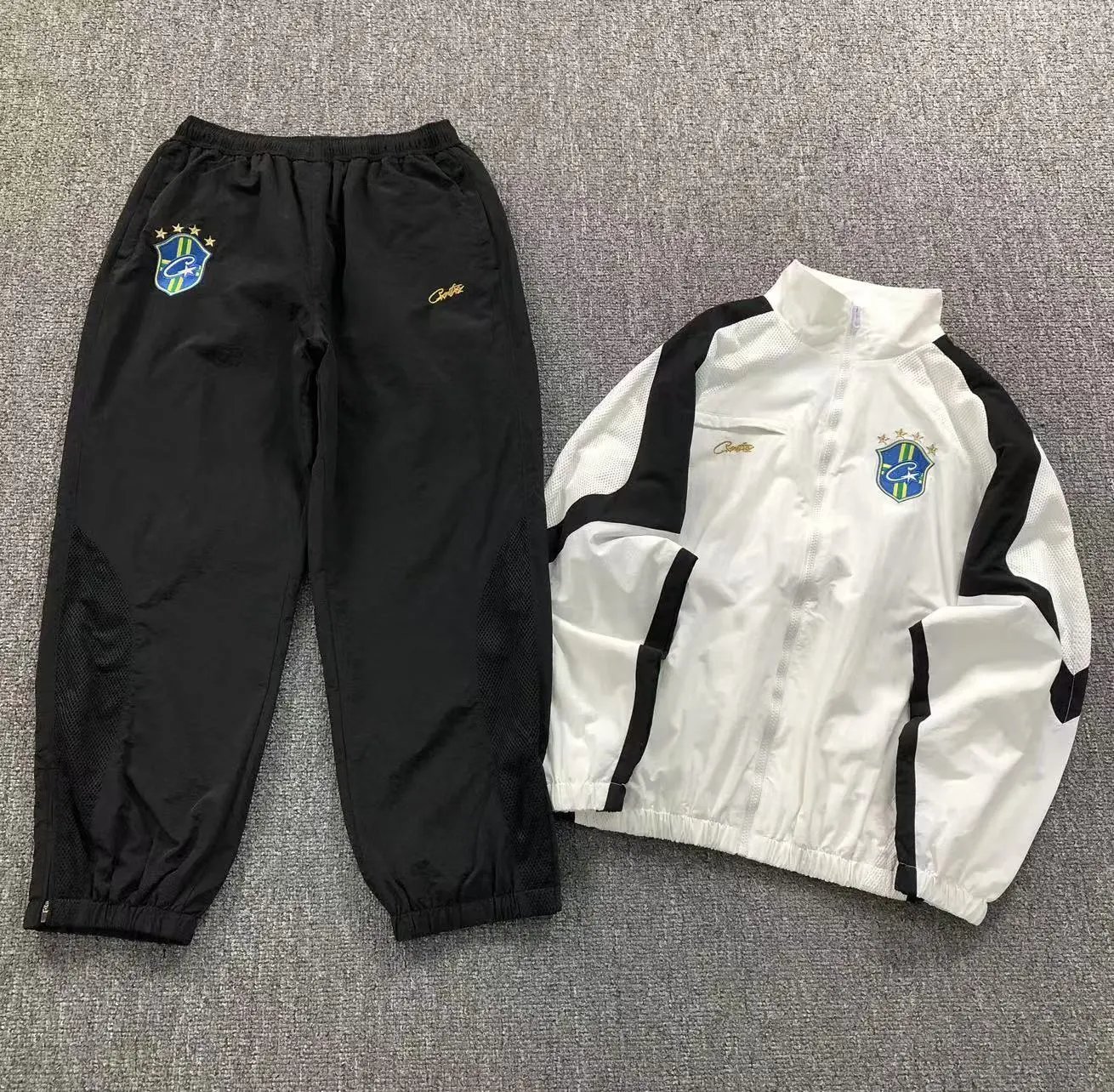 Brazil National Team Track Suit White Black Jacket and Pants Set