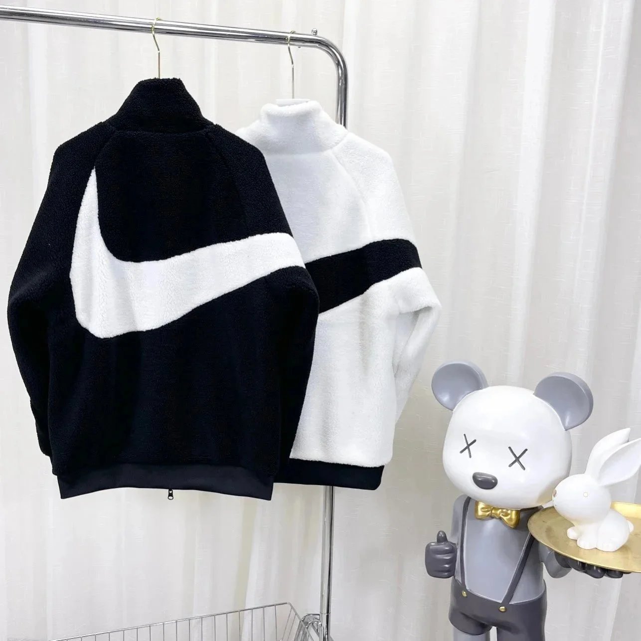 Nike Fleece Jacket Black White Color Block Design