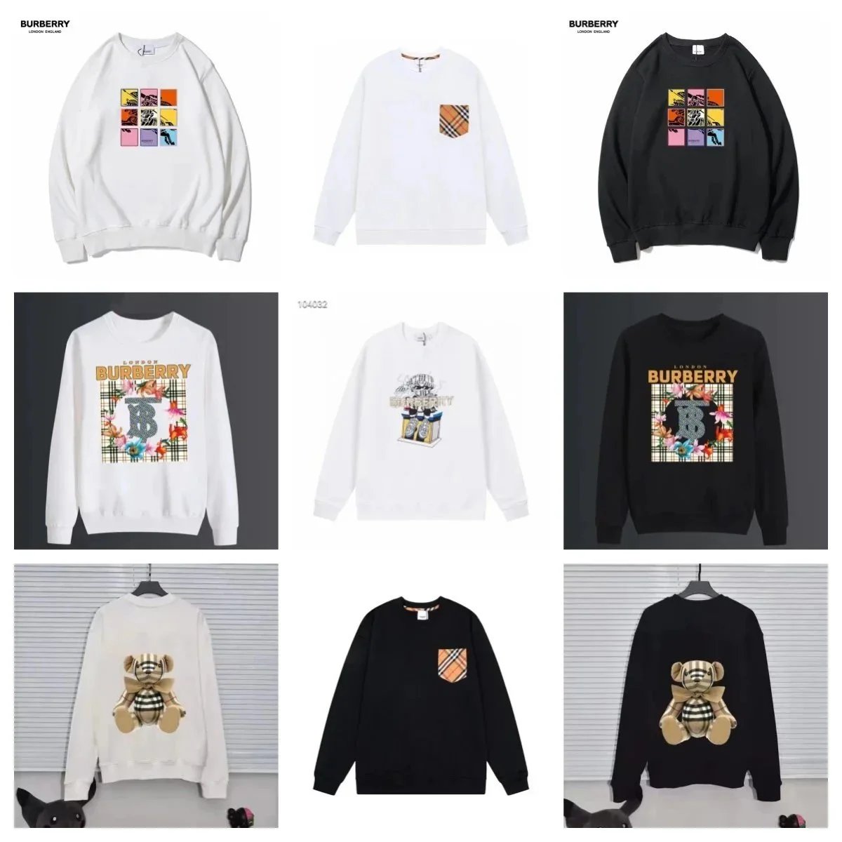 Burberry Sweatshirts with Logo and Bear Design