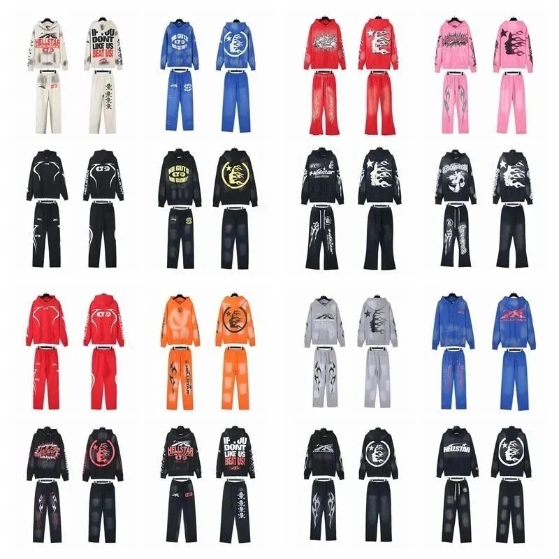 Hellstar Tracksuits Men Streetwear Hoodie Pants Set Casual Sportswear