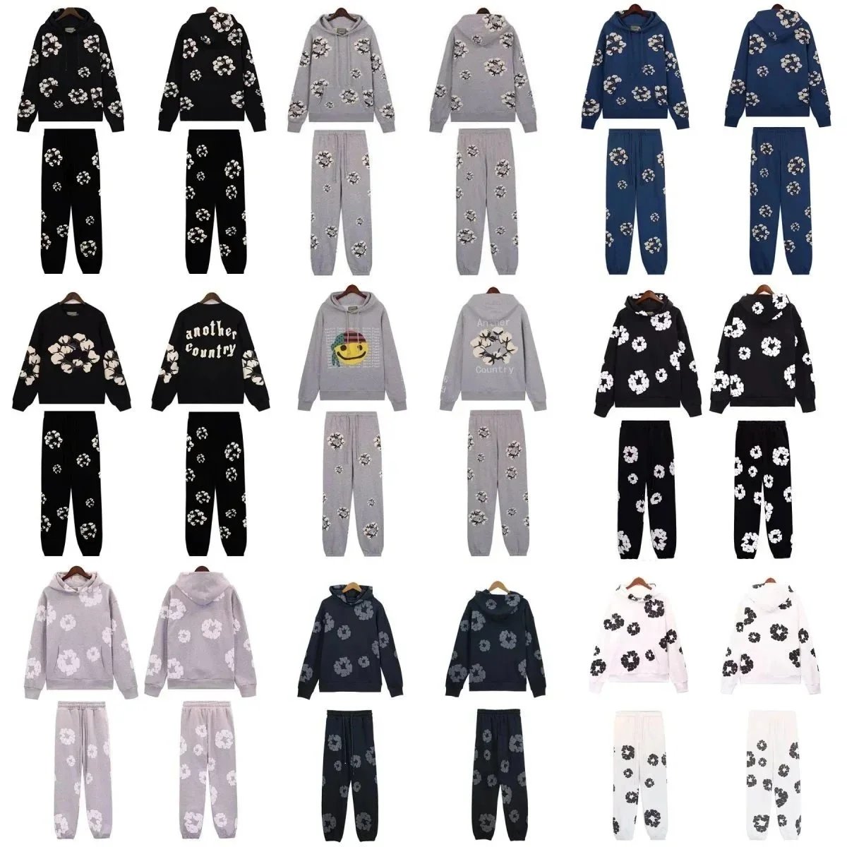 Floral Print Hoodie and Pants Set for Women and Men
