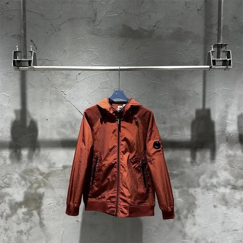 Men's Lightweight Hooded Jacket in Rust Red