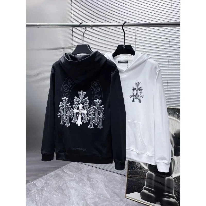 Stylish Cross Embroidered Hoodie for Men and Women