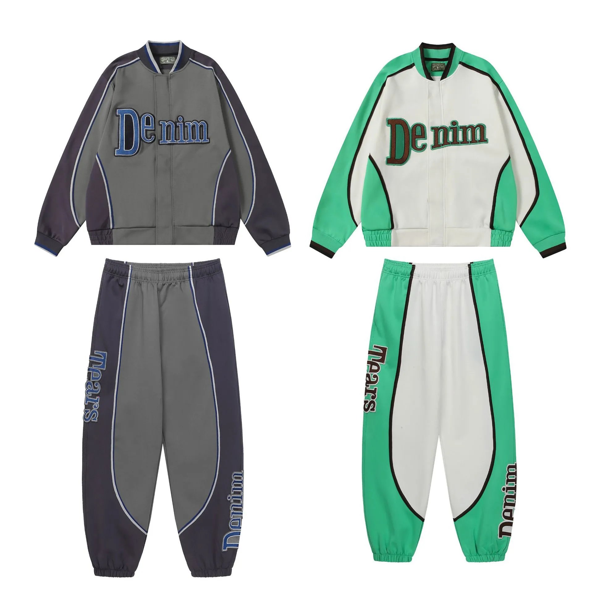 Denim Tracksuit Set for Men and Women - Sporty Jogging Suit with Logo