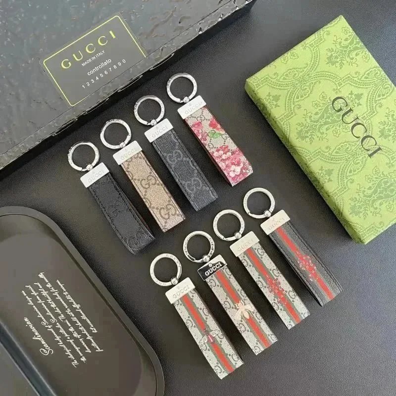 Gucci Keychains Leather Monogram Pattern Key Rings