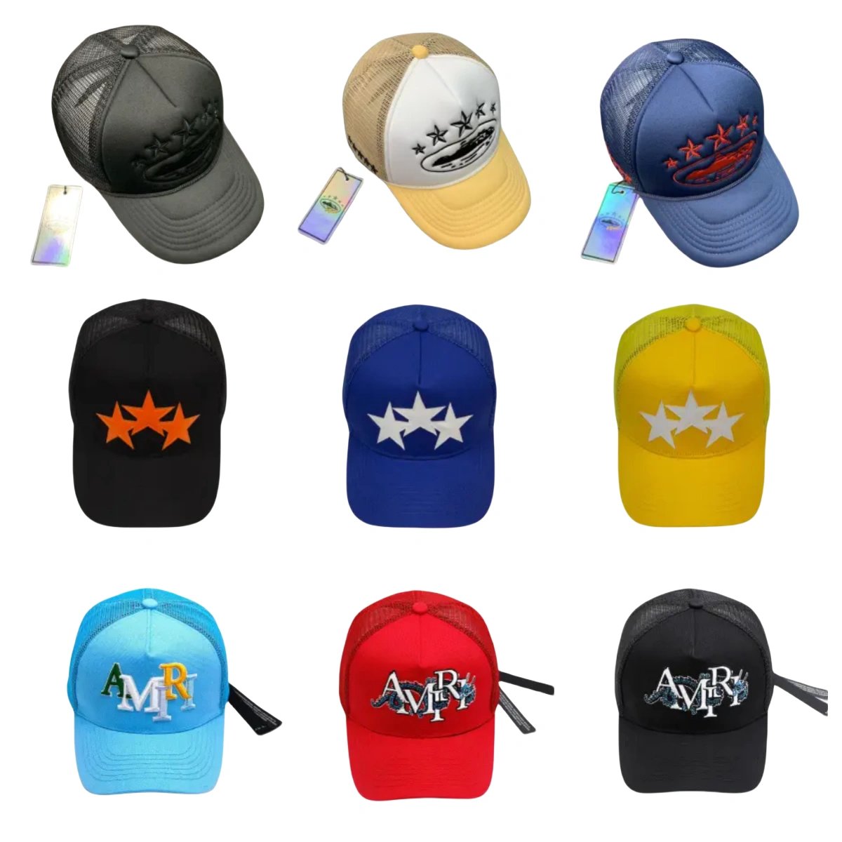AMRY Trucker Hats with Stars and Logo Design