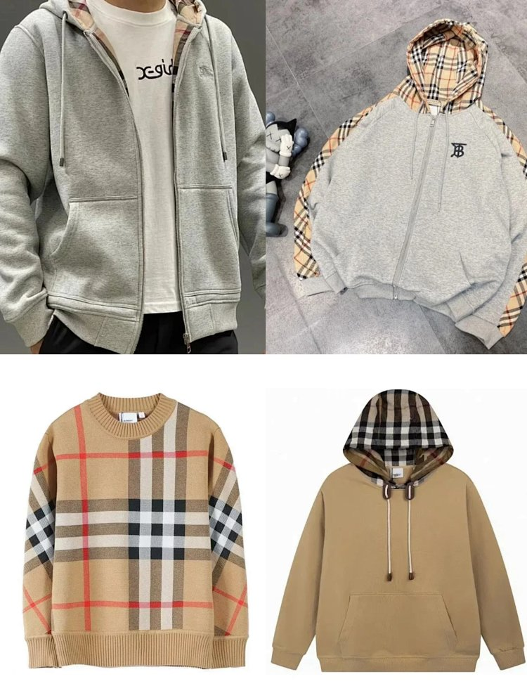Classic Check Hoodie Sweatshirt Men's Zip-Up Jacket Casual Outerwear